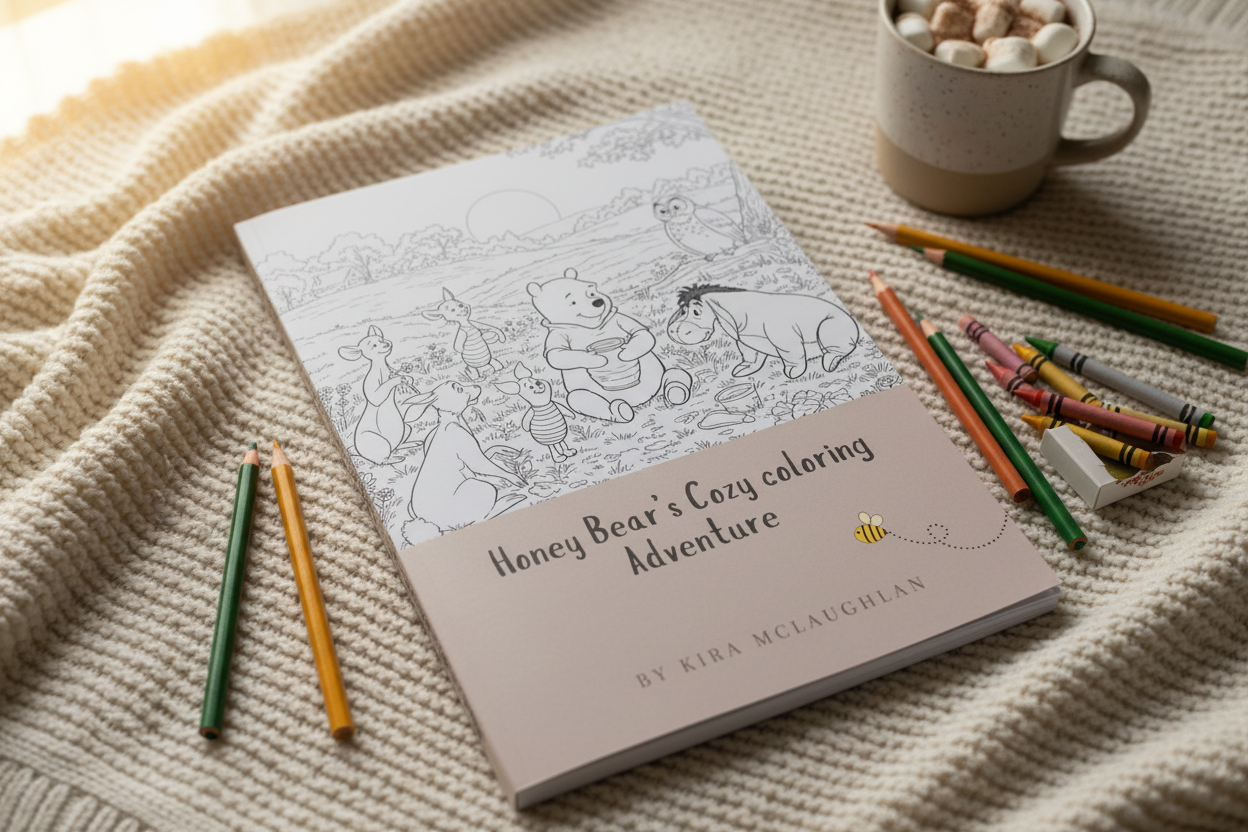 Honey Bears Cozy Colouring Book in a warm setting